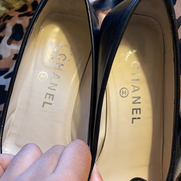 Chanel Black Leather Ballet Block Low Heel 7.5 - Picture 6 of 13